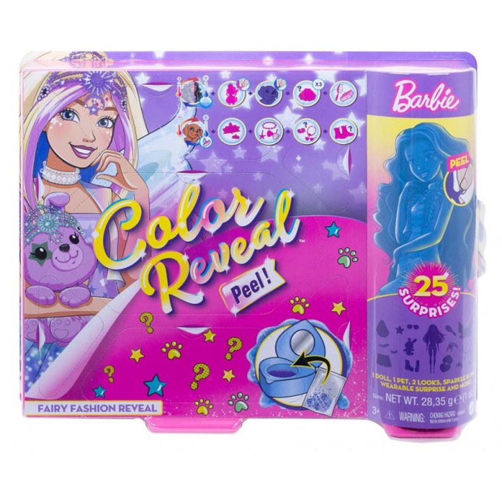 Лялька Барбі Кольоровий сюрприз Фея Barbie Color Reveal Peel Doll Set with 25 Surprises Fairy